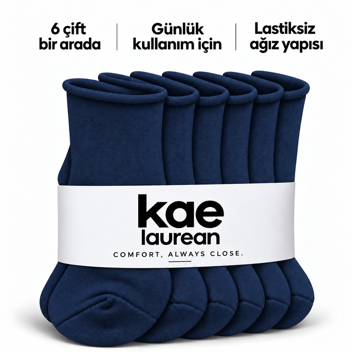 6250 erkek uzun konç lastiksiz çorap 6 çift – Lacivert – 4. görsel