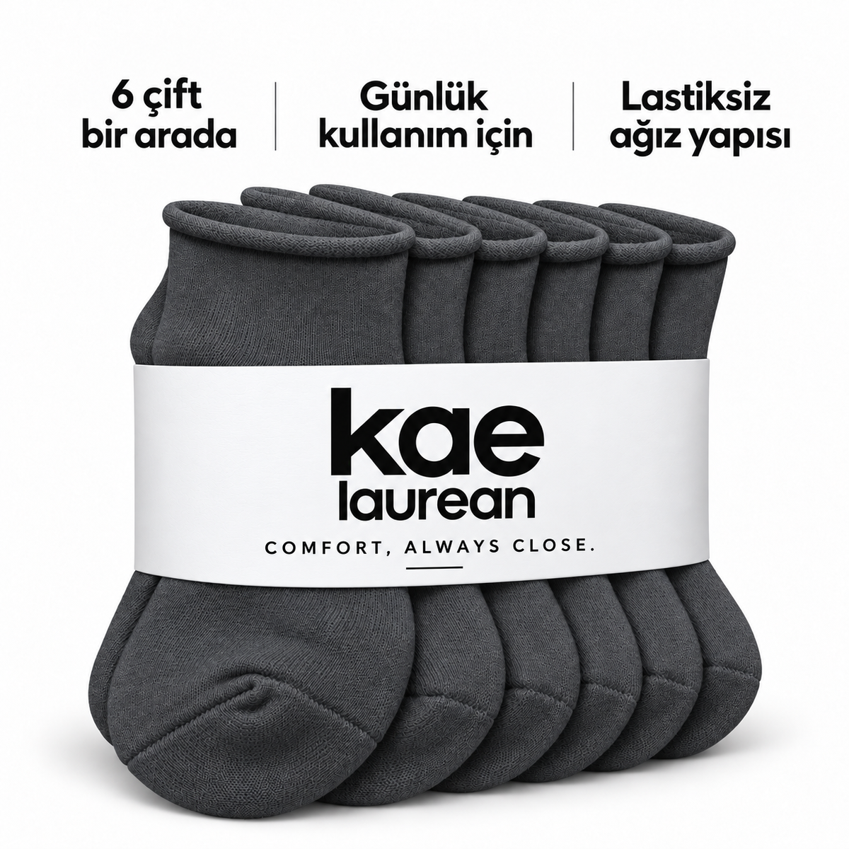 6251 erkek kısa konç lastiksiz çorap 6 çift – Füme – 4. görsel