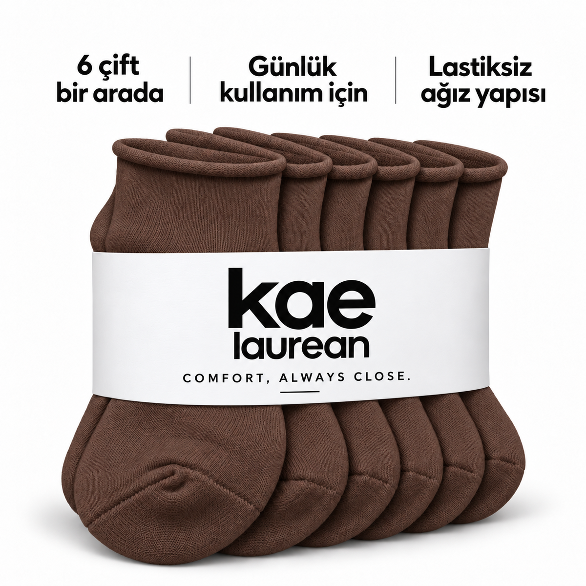 6251 erkek kısa konç lastiksiz çorap 6 çift – Kahverengi – 4. görsel