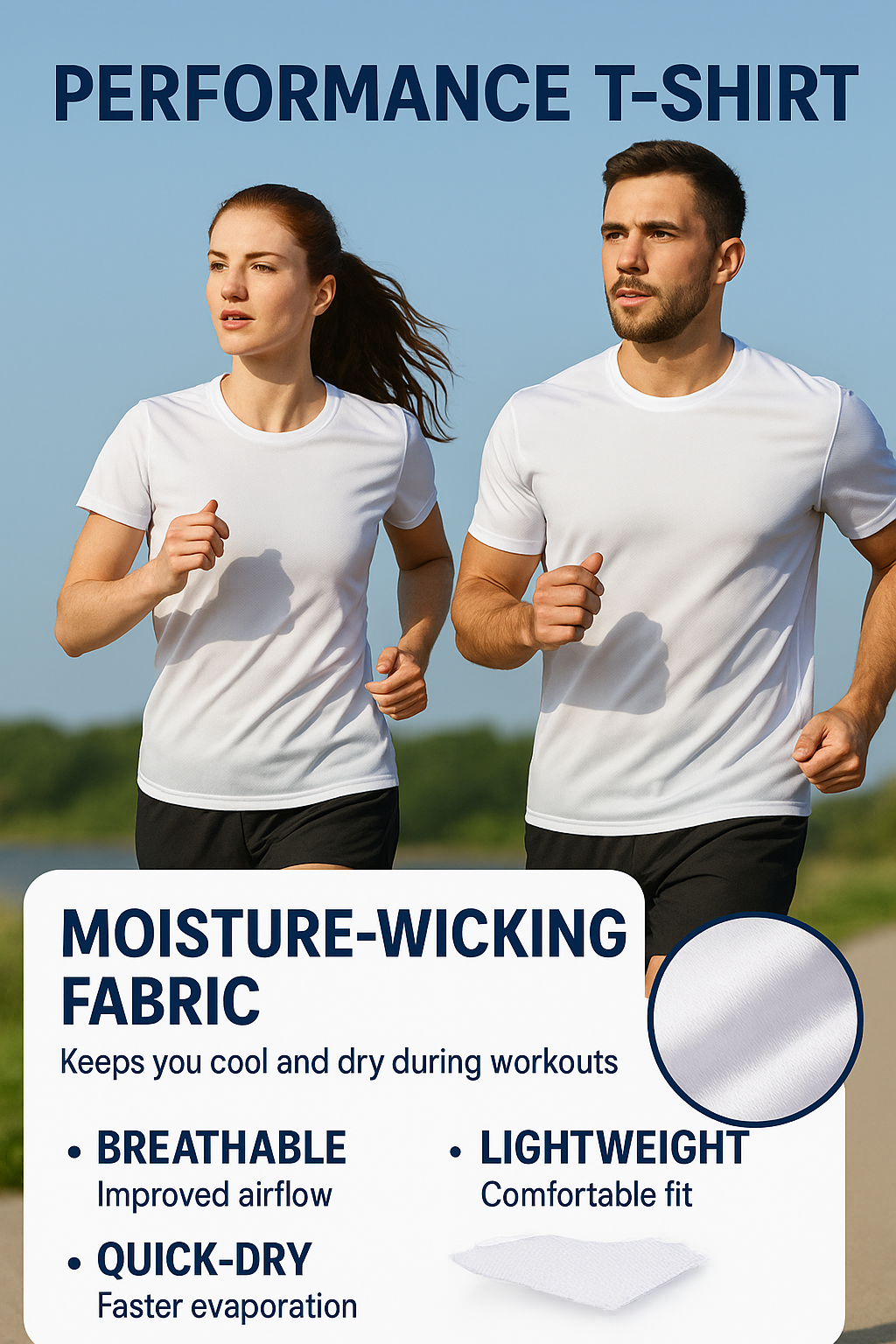 Kadın Beyaz Performans Spor Tişört Hızlı Kuruyan Esnek ve Dayanıklı Kumaş Nem Emici Spor T-Shirt