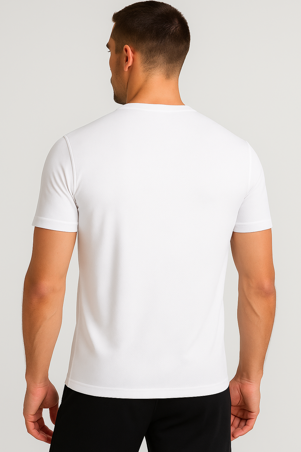 Erkek Beyaz Performans Spor Tişört Hızlı Kuruyan Esnek ve Dayanıklı Kumaş Nem Emici Spor T-Shirt
