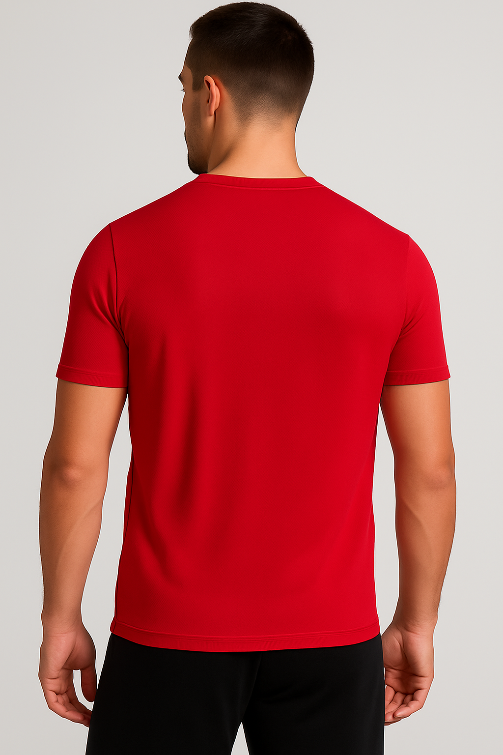 Erkek Kırmızı Performans Spor Tişört Hızlı Kuruyan Esnek ve Dayanıklı Kumaş Nem Emici Spor T-Shirt