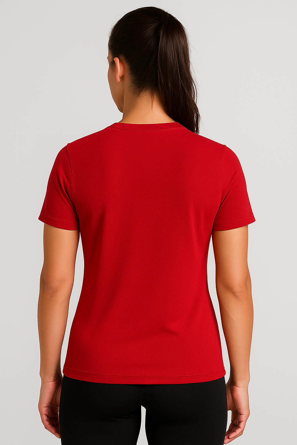 Kadın Kırmızı Performans Spor Tişört Hızlı Kuruyan Esnek ve Dayanıklı Kumaş Nem Emici Spor T-Shirt