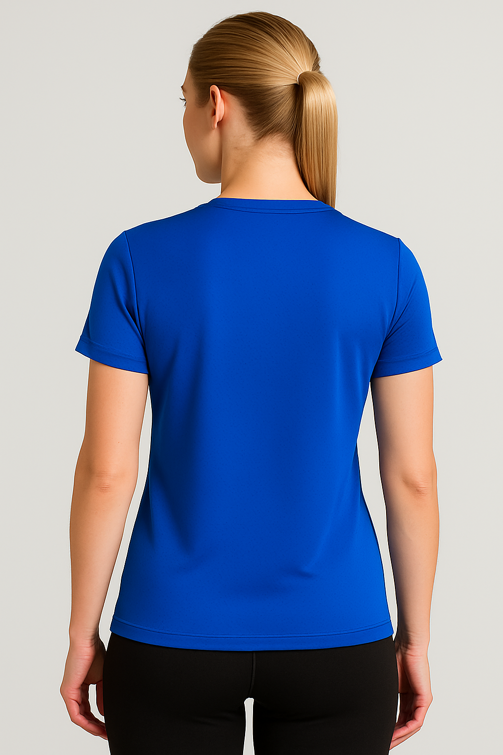 Kadın Saks Performans Spor Tişört Hızlı Kuruyan Esnek ve Dayanıklı Kumaş Nem Emici Spor T-Shirt