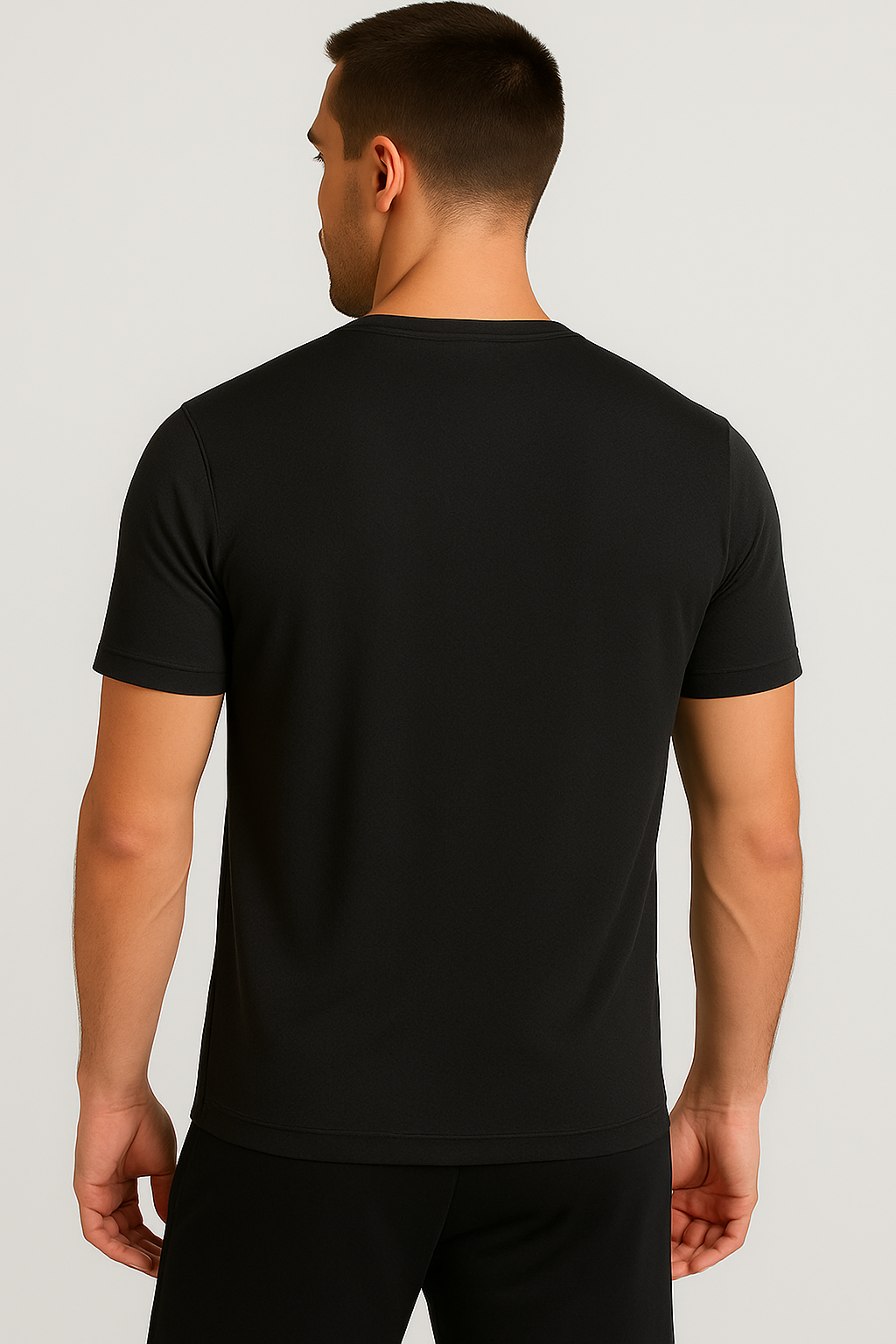 Erkek Siyah Performans Spor Tişört Hızlı Kuruyan Esnek ve Dayanıklı Kumaş Nem Emici Spor T-Shirt