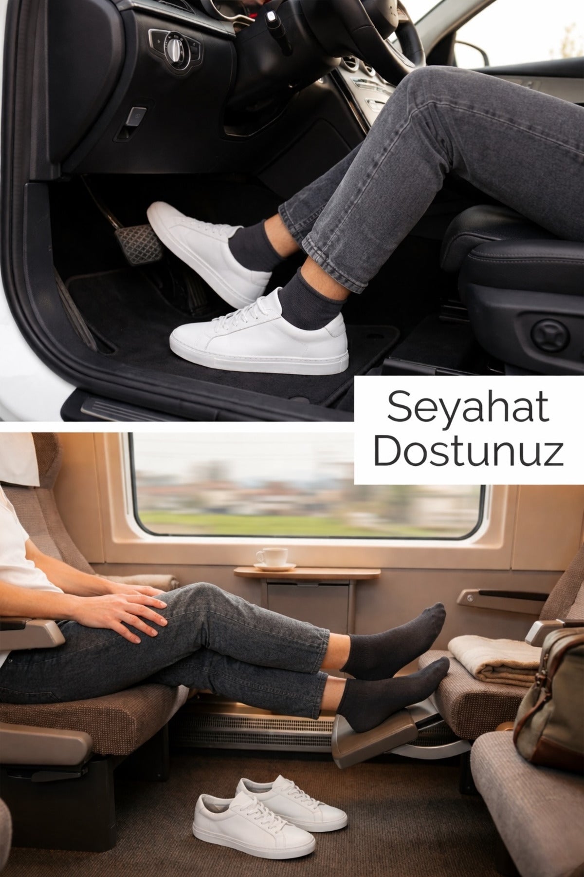 Erkek Füme Lastiksiz Seyahat Çorabı 3’lü Paket Dikişsiz/Premium/Pamuk/Kısa Yolculuk Çorabı