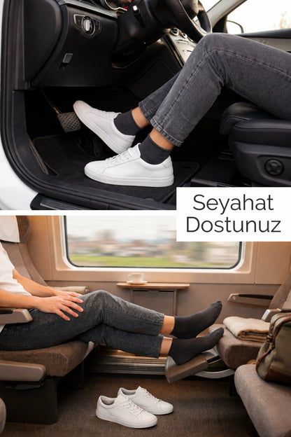 Erkek Füme Lastiksiz Seyahat Çorabı 3’lü Paket Dikişsiz/Premium/Pamuk/Kısa Yolculuk Çorabı