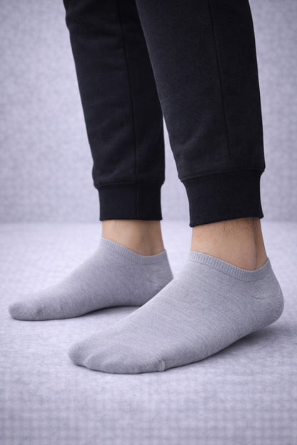 Erkek Gri Bambu Sneaker Çorap 6’lı Paket – Dikişsiz, Terletmeyen, Dayanıklı, Görünmez