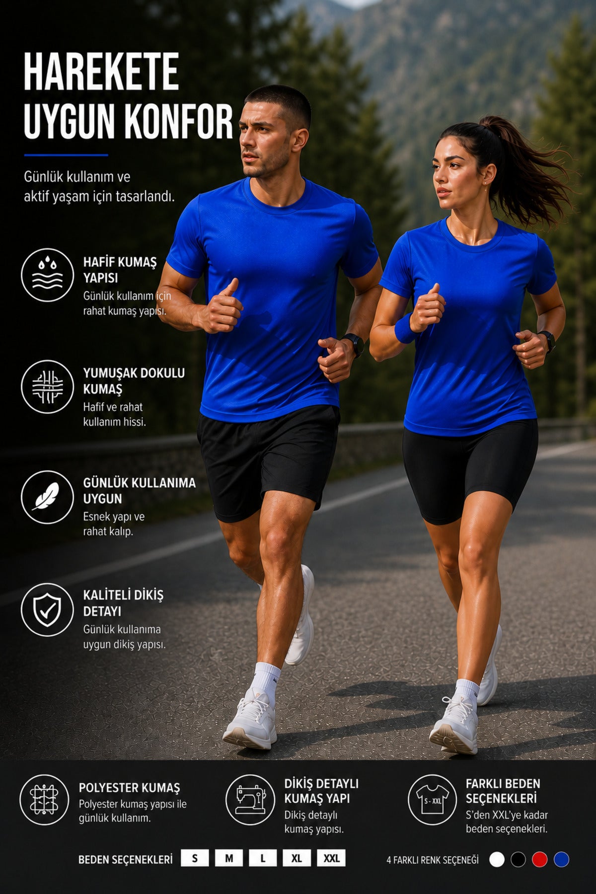 Erkek Spor Tişört Hızlı Kuruyan Esnek ve Dayanıklı Kumaş Nem Emici Spor T-Shirt