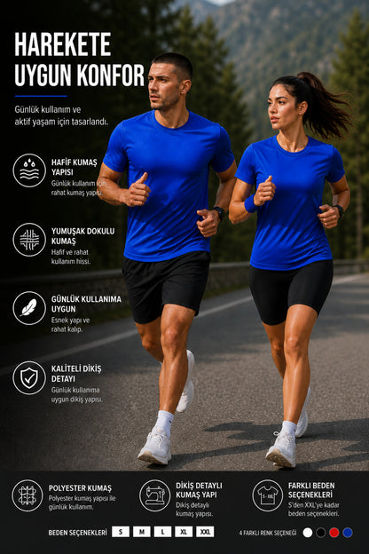 Erkek Spor Tişört Hızlı Kuruyan Esnek ve Dayanıklı Kumaş Nem Emici Spor T-Shirt