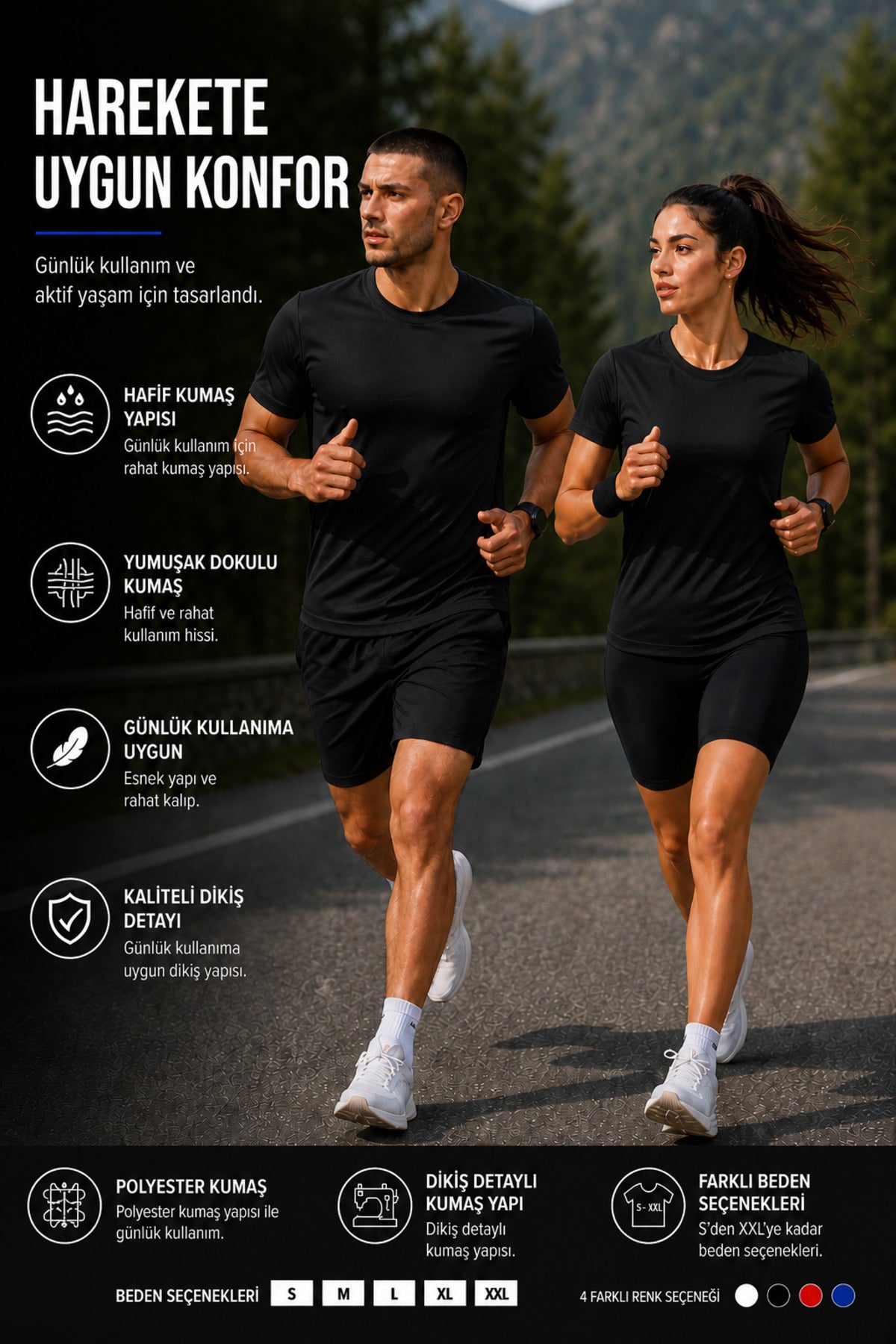 Erkek Spor Tişört Hızlı Kuruyan Esnek ve Dayanıklı Kumaş Nem Emici Spor T-Shirt
