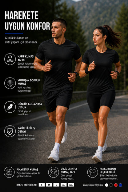Erkek Spor Tişört Hızlı Kuruyan Esnek ve Dayanıklı Kumaş Nem Emici Spor T-Shirt