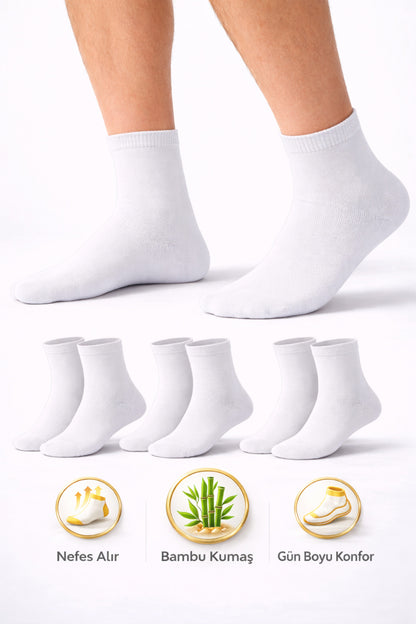 Erkek Kısa Konç Bambu Çorap 3’lü Dikişsiz Terletmeyen Ultra Yumuşak Nefes Alabilir Premium Çorap