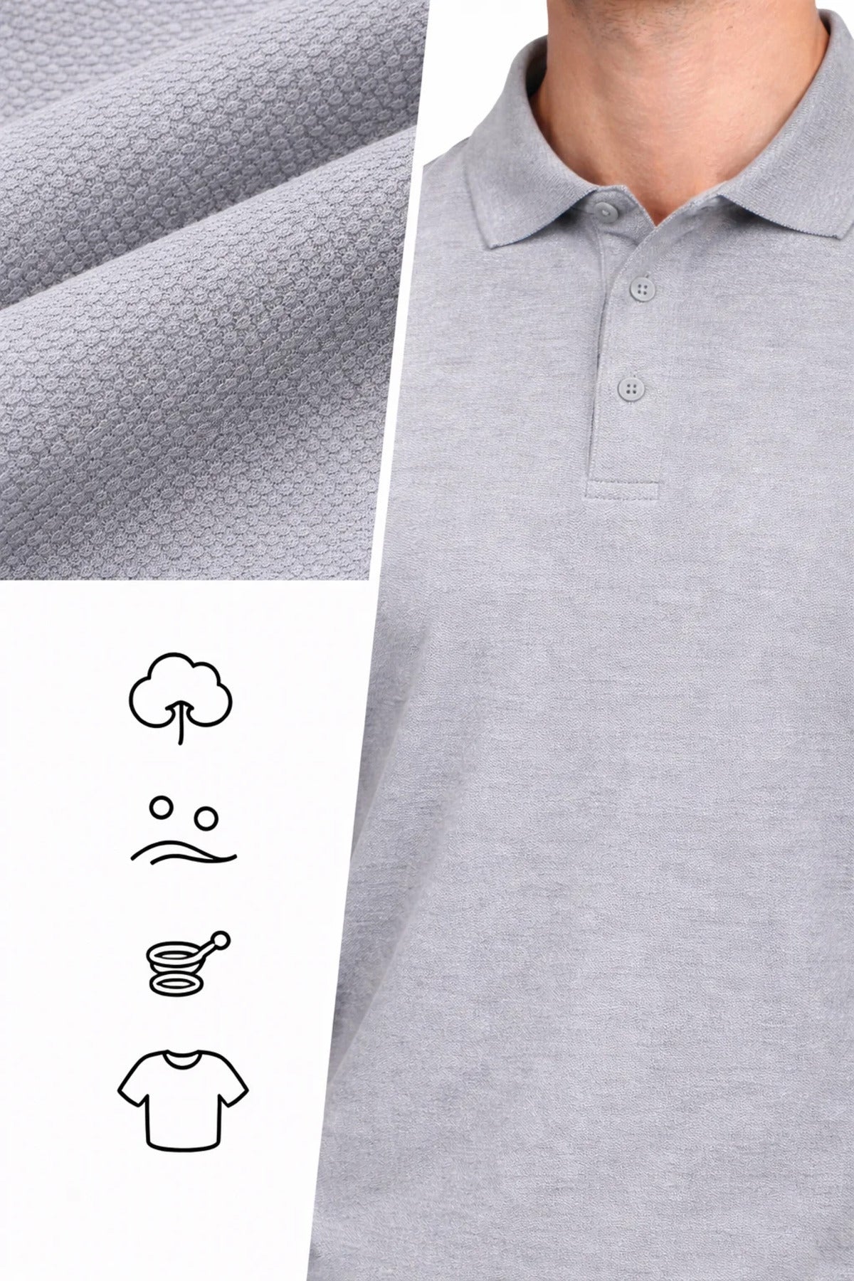 Erkek Gri Polo Yaka T-shirt