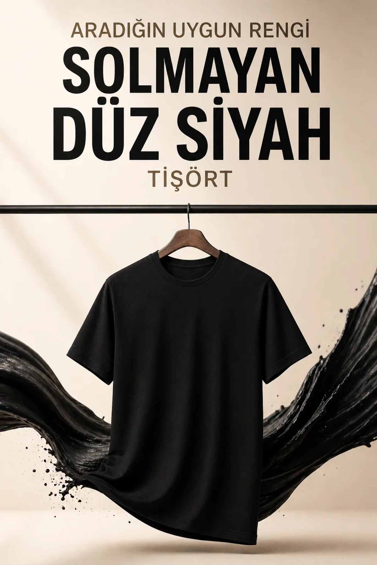 Erkek Düz Siyah Tişört %100 Pamuk Basic Bisiklet Yaka Regular Fit Günlük