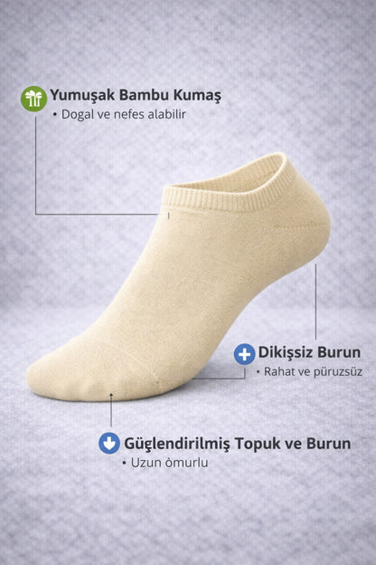 Erkek Bambu 6'lı Dikişsiz Sneakers Çorap