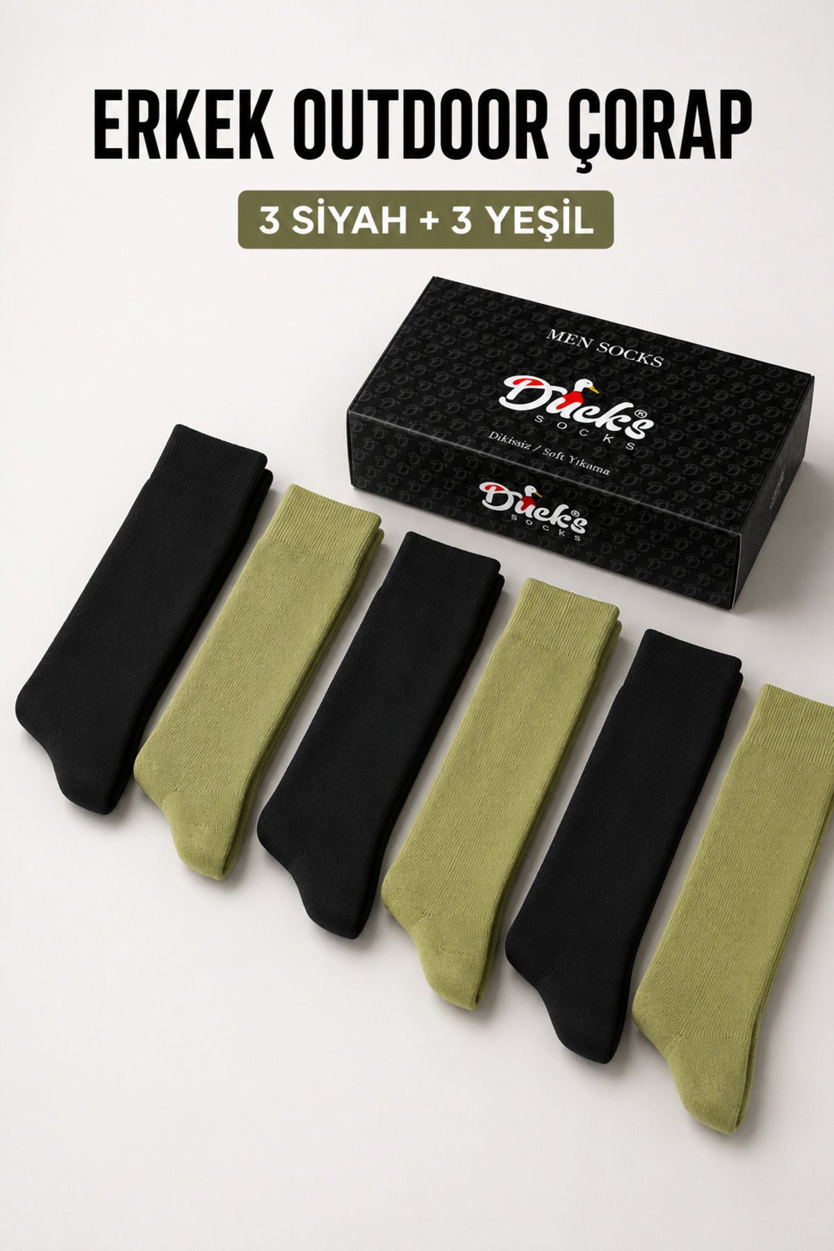 Erkek Outdoor Çorap 6 Çift Kutulu Pamuklu Uzun Konç Asker Çorabı