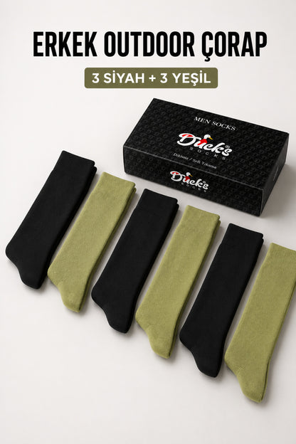 Erkek Outdoor Çorap 6 Çift Kutulu Pamuklu Uzun Konç Asker Çorabı