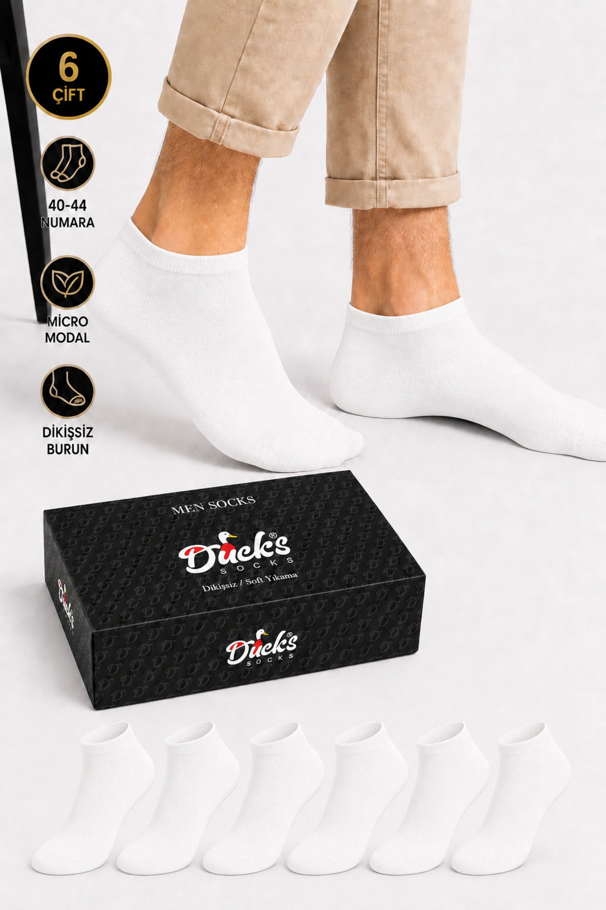 Erkek Micro Modal Çorap 6'lı Kutulu Organik Kumaş Nefes Alabilen Terletmez Koku Yapmayan Çorap