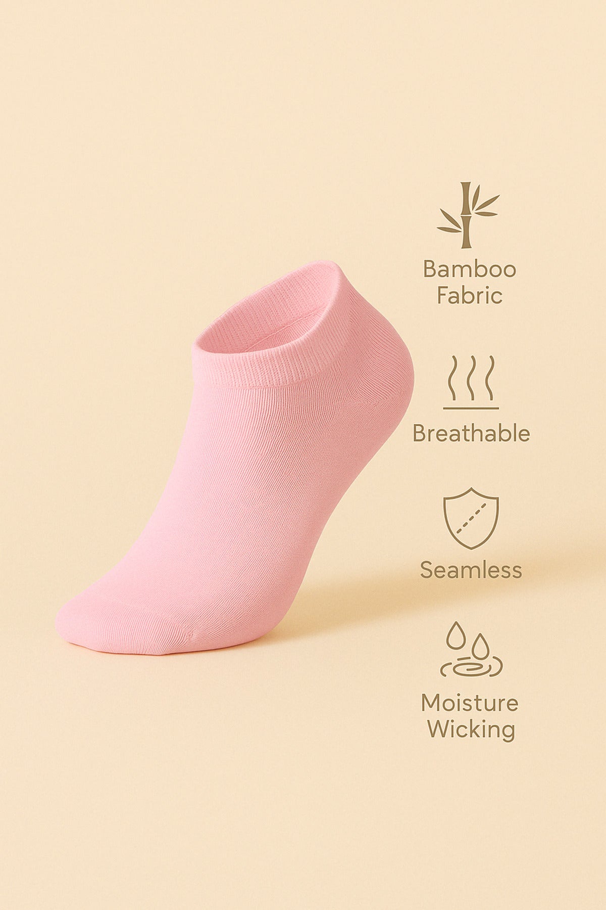 Pembe 6 Çift Kadın Bambu Dikişsiz Patik Kısa Çorap