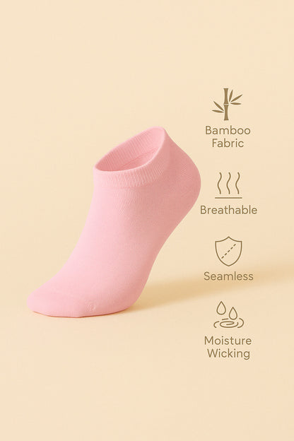 Pembe 6 Çift Kadın Bambu Dikişsiz Patik Kısa Çorap