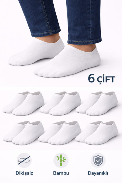 Erkek Bambu 6'lı Dikişsiz Sneakers Çorap