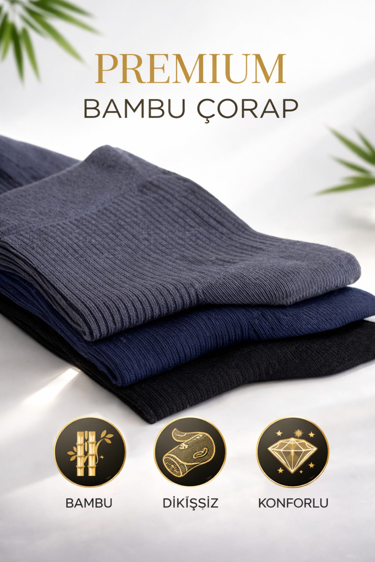 Erkek Kısa Konç Bambu Çorap 3’lü Dikişsiz Terletmeyen İnce Yazlık Nefes Alabilir Premium Çorap
