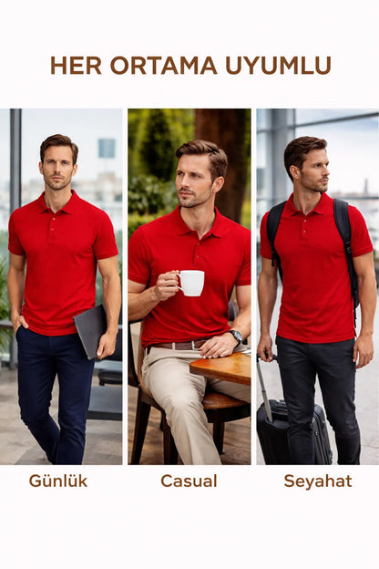 Erkek Kırmızı Polo Yaka T-shirt