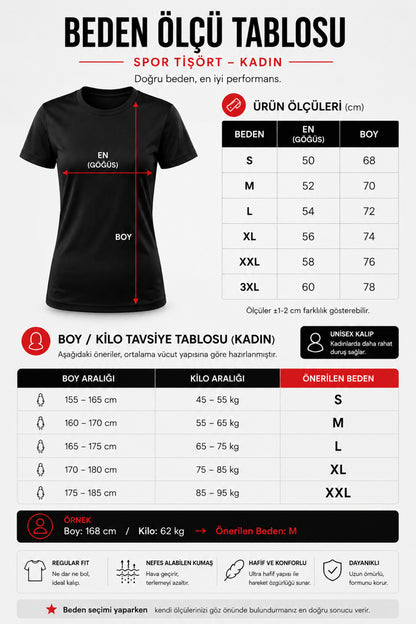 Kadın Kırmızı Performans Spor Tişört Hızlı Kuruyan Esnek ve Dayanıklı Kumaş Nem Emici Spor T-Shirt