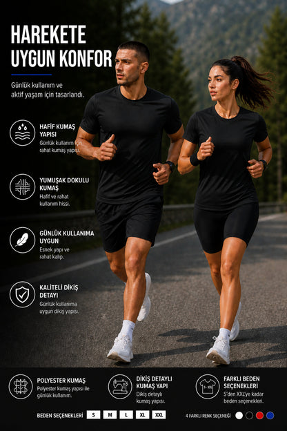 Erkek Spor Tişört Hızlı Kuruyan Esnek ve Dayanıklı Kumaş Nem Emici Spor T-Shirt