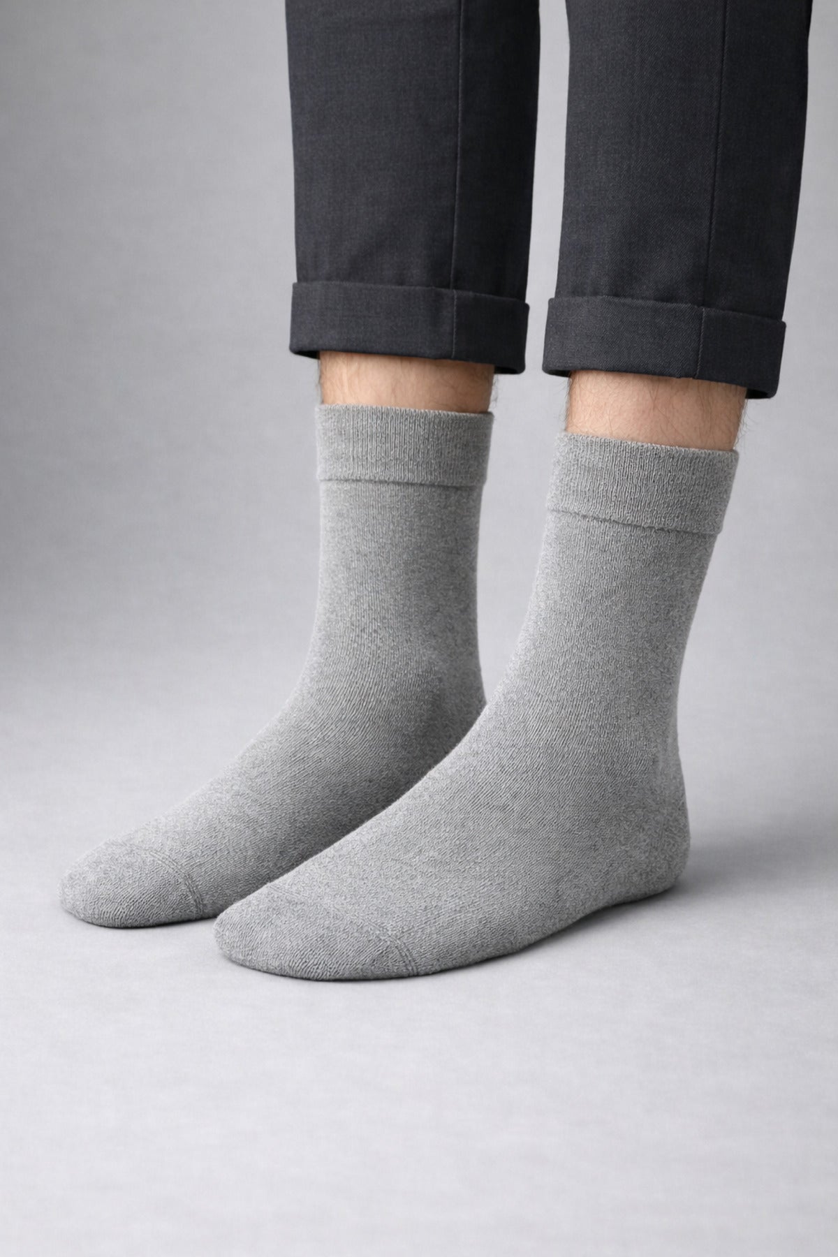 Ducks Socks Gri Erkek 3'lü Dikişsiz Isı Koruyucu Termal Kışlık Havlu Çorap