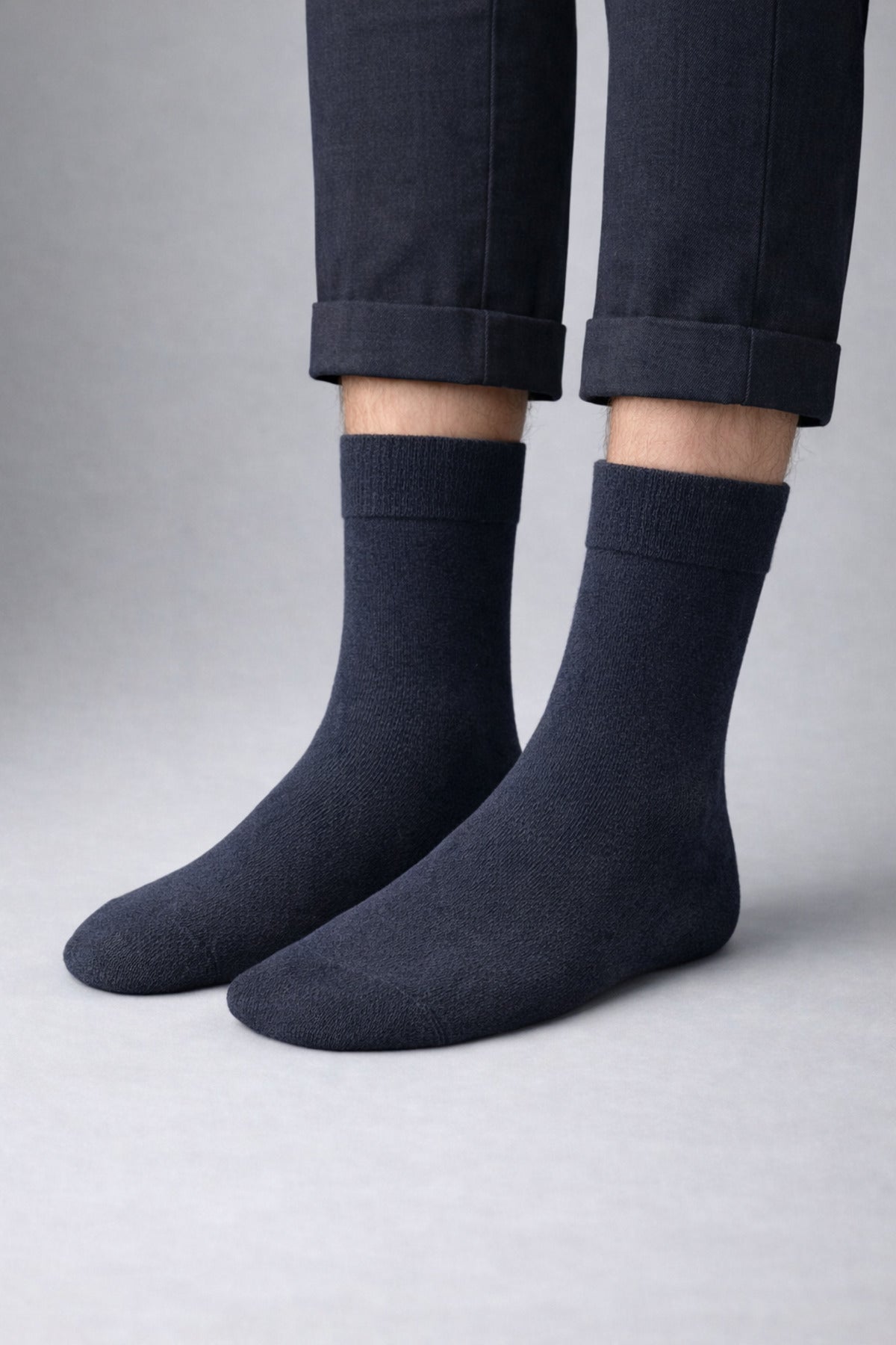 Ducks Socks Lacivert Erkek 3'lü Dikişsiz Isı Koruyucu Termal Kışlık Havlu Çorap