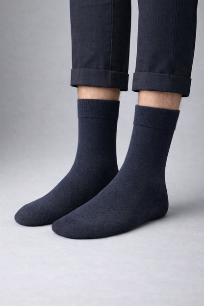 Ducks Socks Lacivert Erkek 3'lü Dikişsiz Isı Koruyucu Termal Kışlık Havlu Çorap