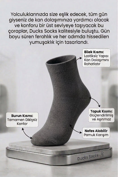 Kadın Füme Lastiksiz Seyahat Çorabı 3’lü Paket Dikişsiz/Premium/Pamuk/Kısa/ Yolculuk Çorabı