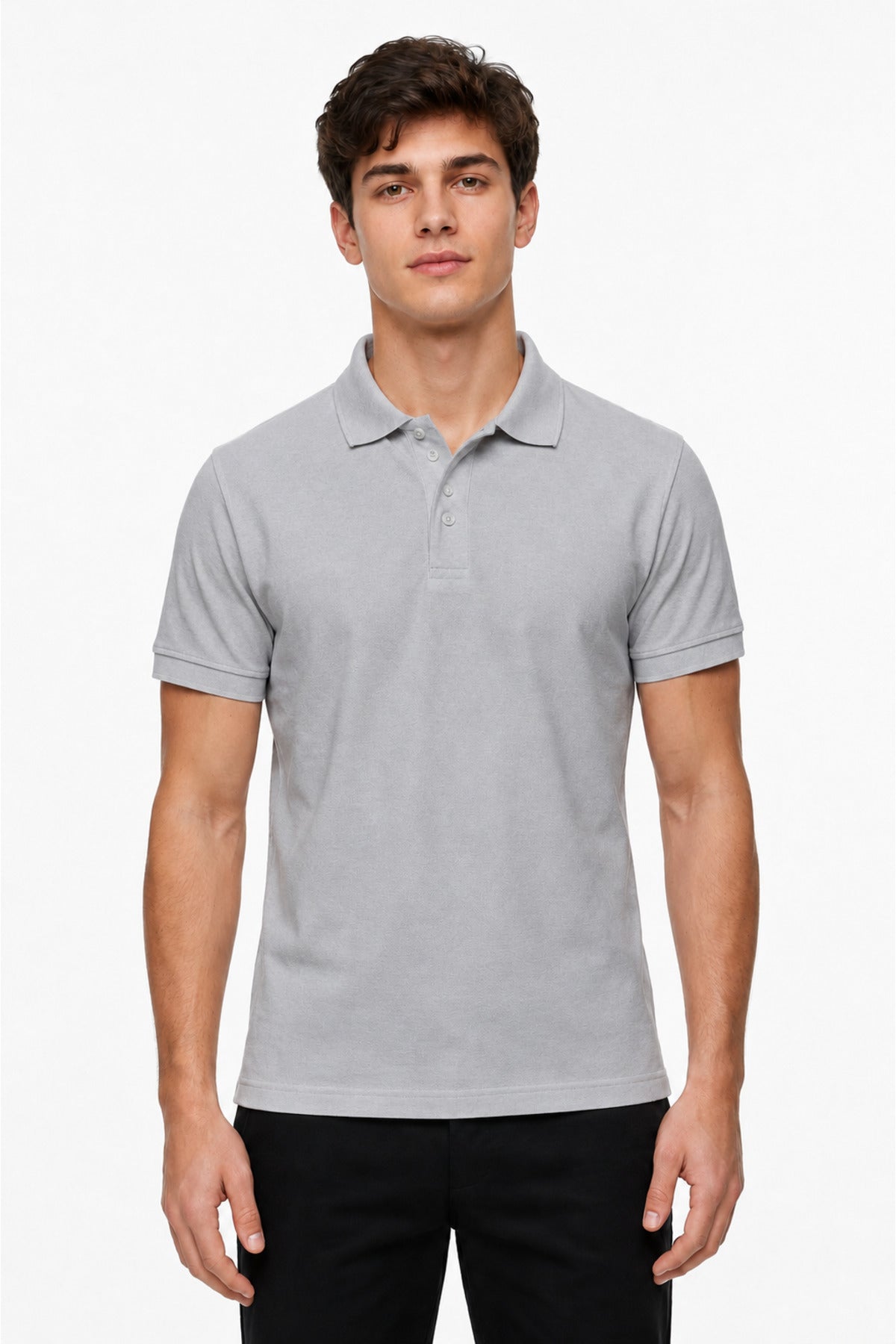 Erkek Gri Polo Yaka T-shirt
