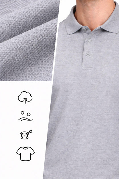 Erkek Gri Polo Yaka T-shirt