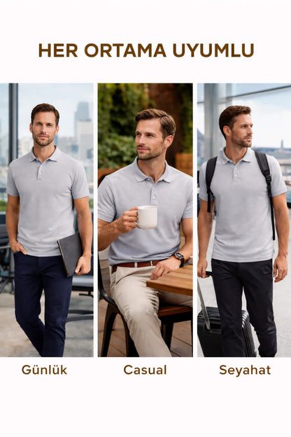 Erkek Gri Polo Yaka T-shirt