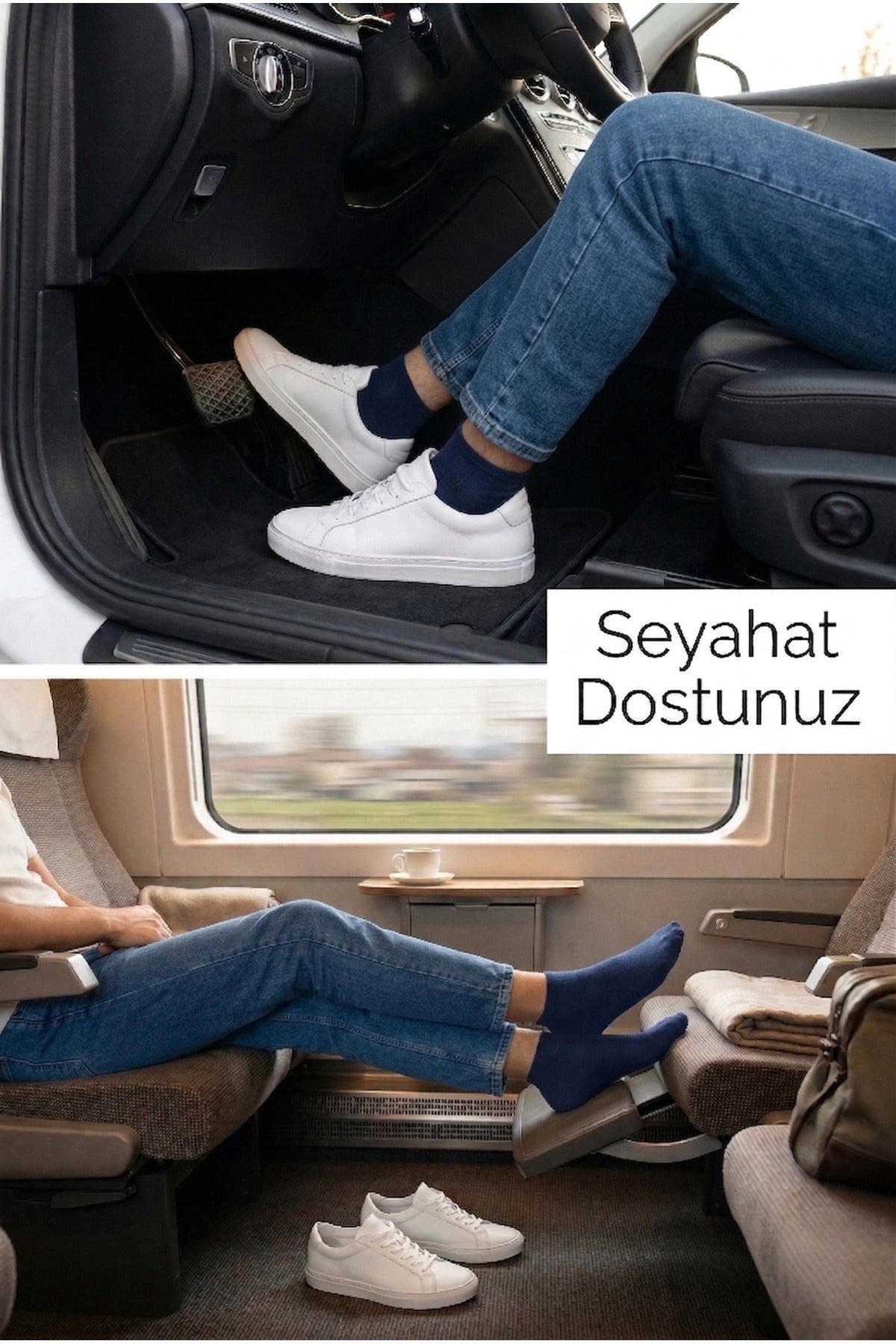Erkek Lacivert Lastiksiz Seyahat Çorabı 3’lü Paket Dikişsiz/Premium/Pamuk/Kısa Yolculuk Çorabı