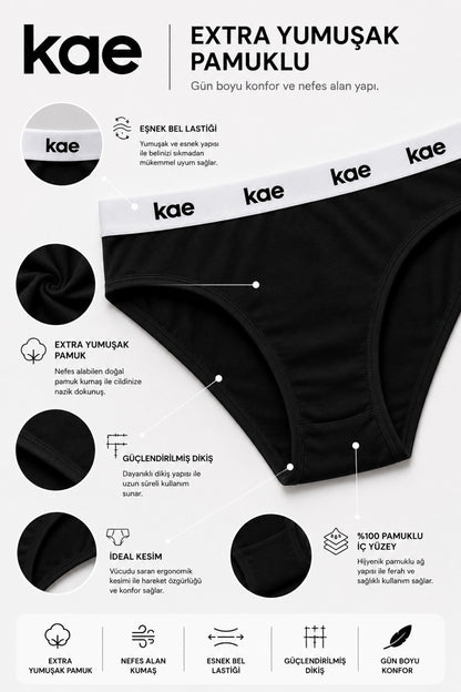 Kadın 5'li Slip Lastikli Külot Extra Yumuşak Pamuklu İz Bırakmaz Soft Premium Kumaş