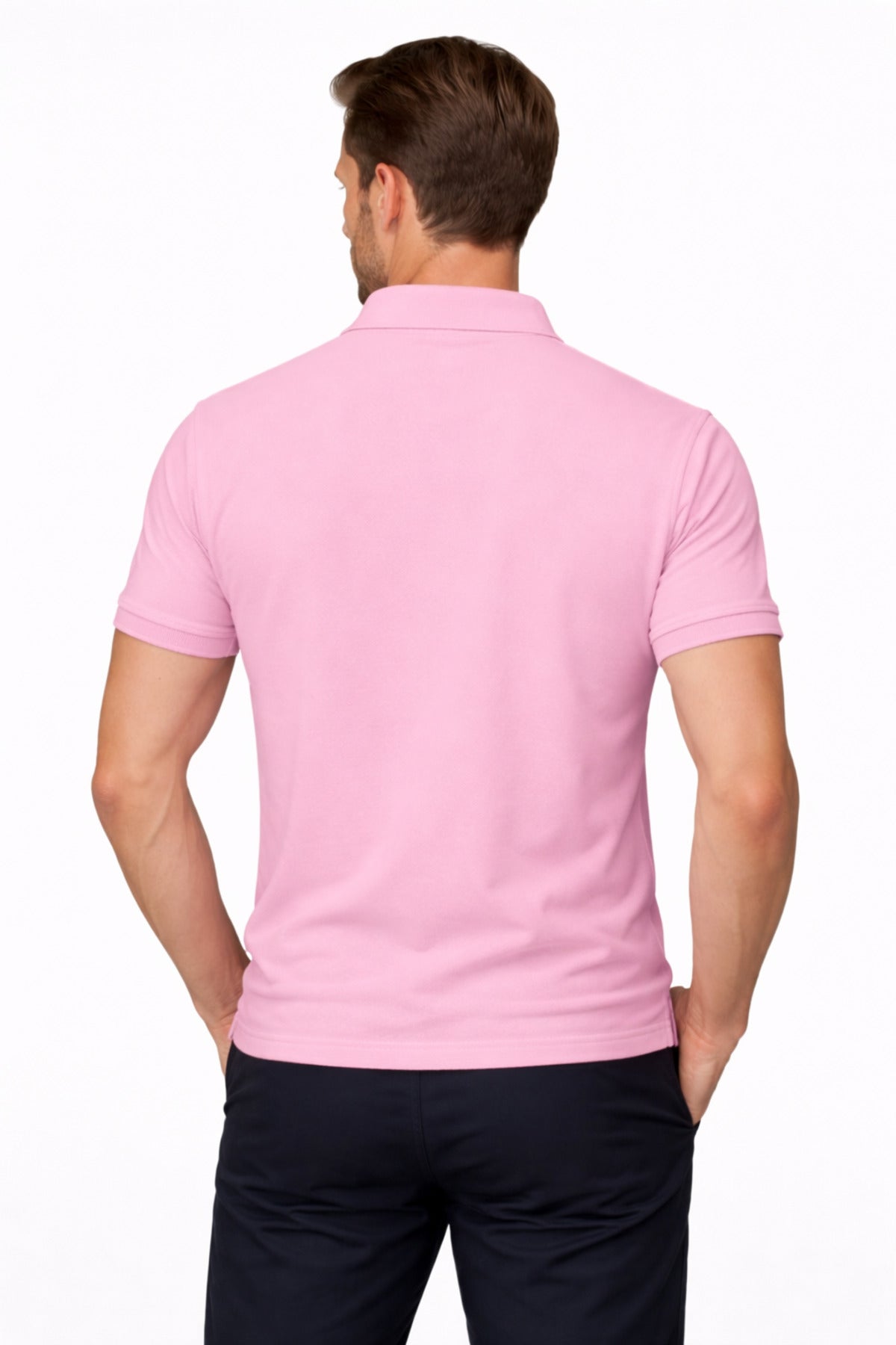 Erkek Pamuk Pembe Polo Yaka Tişört – Klasik Kesim, Yumuşak Dokulu, Kısa Kollu Günlük Erkek Polo Yaka