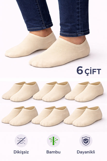 Erkek Bambu 6'lı Dikişsiz Sneakers Çorap