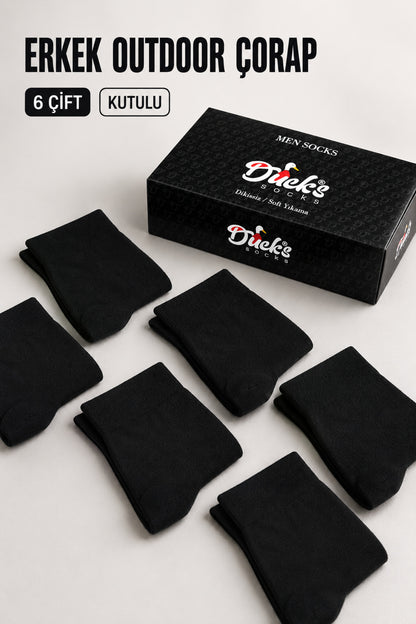 Erkek Outdoor Çorap 6 Çift Kutulu Pamuklu Uzun Konç Asker Çorabı