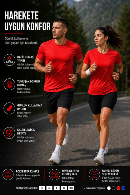 Erkek Performans Spor Tişört Hızlı Kuruyan Esnek ve Dayanıklı Kumaş Nem Emici Spor T-Shirt