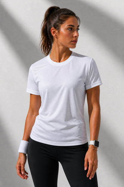Kadın Performans Spor Tişört Hızlı Kuruyan Esnek ve Dayanıklı Kumaş Nem Emici Spor T-Shirt