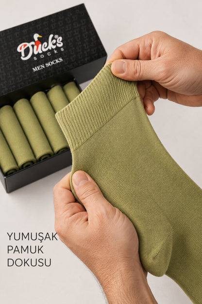 Erkek Yeşil Outdoor Çorap 6 Çift Kutulu Pamuklu Uzun Konç Asker Çorabı