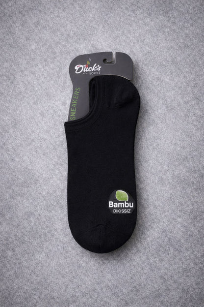 Erkek Siyah Bambu Dikişsiz Sneaker Çorap Dayanıklı 3 Çift Terletmez Günlük