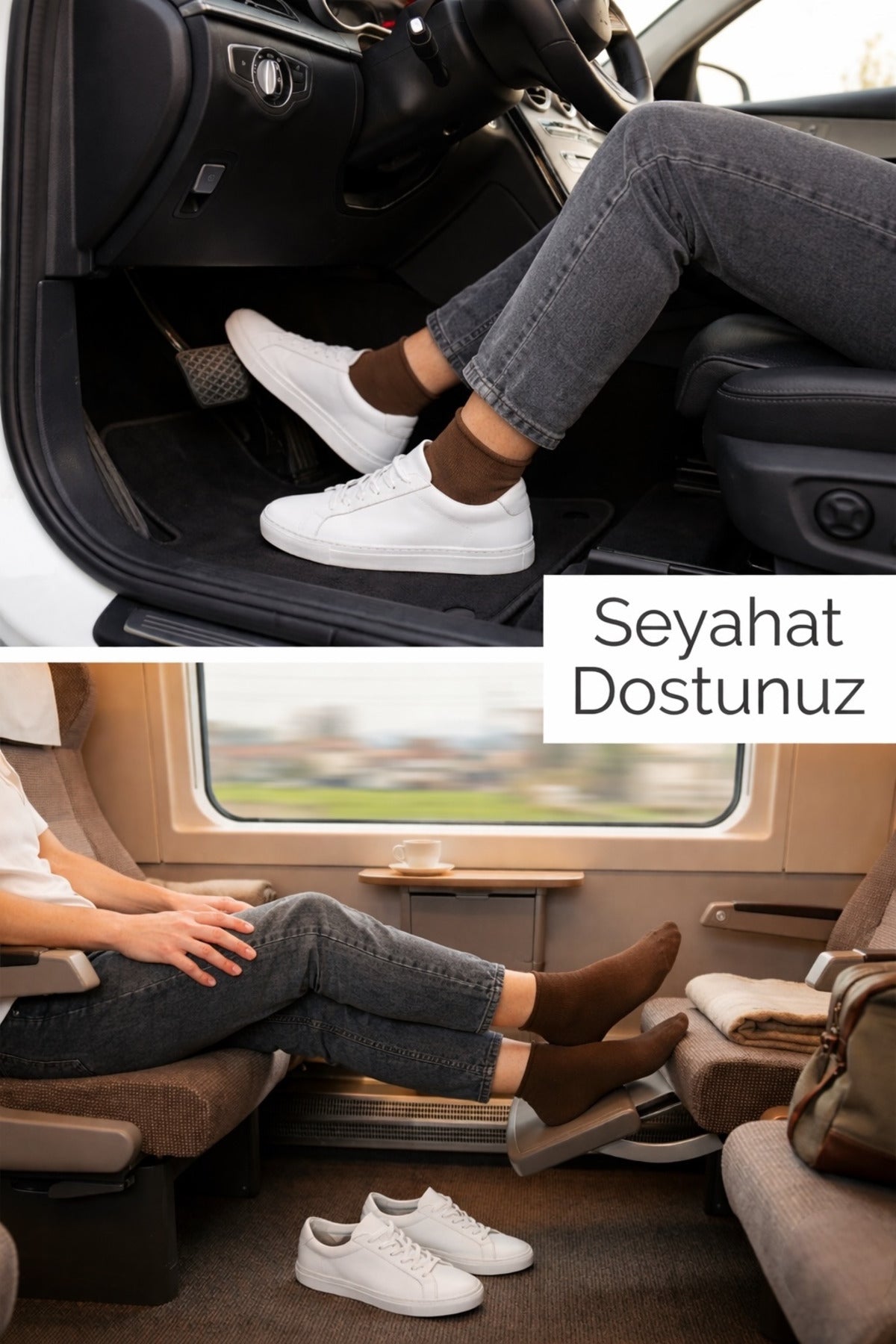 Kadın Kahverengi Lastiksiz Seyahat Çorabı 3’lü Paket Dikişsiz/Premium/Pamuk/Kısa/ Yolculuk Çorabı