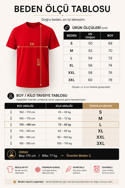 Erkek Düz Kırmızı Tişört %100 Pamuk Basic Bisiklet Yaka Regular Fit Günlük