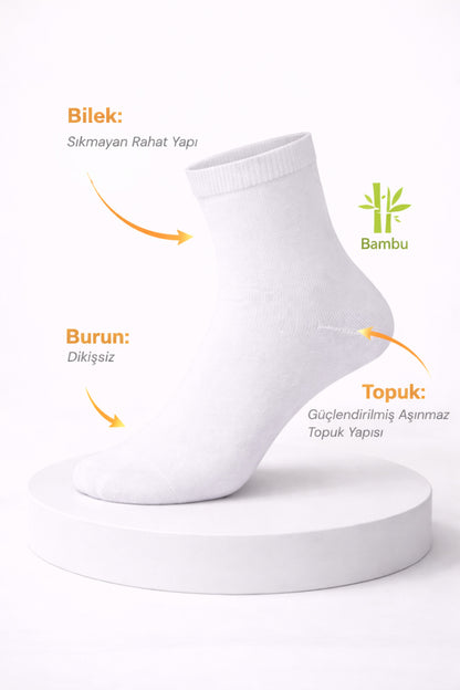 Erkek Kısa Konç Bambu Çorap 3’lü Dikişsiz Terletmeyen Ultra Yumuşak Nefes Alabilir Premium Çorap