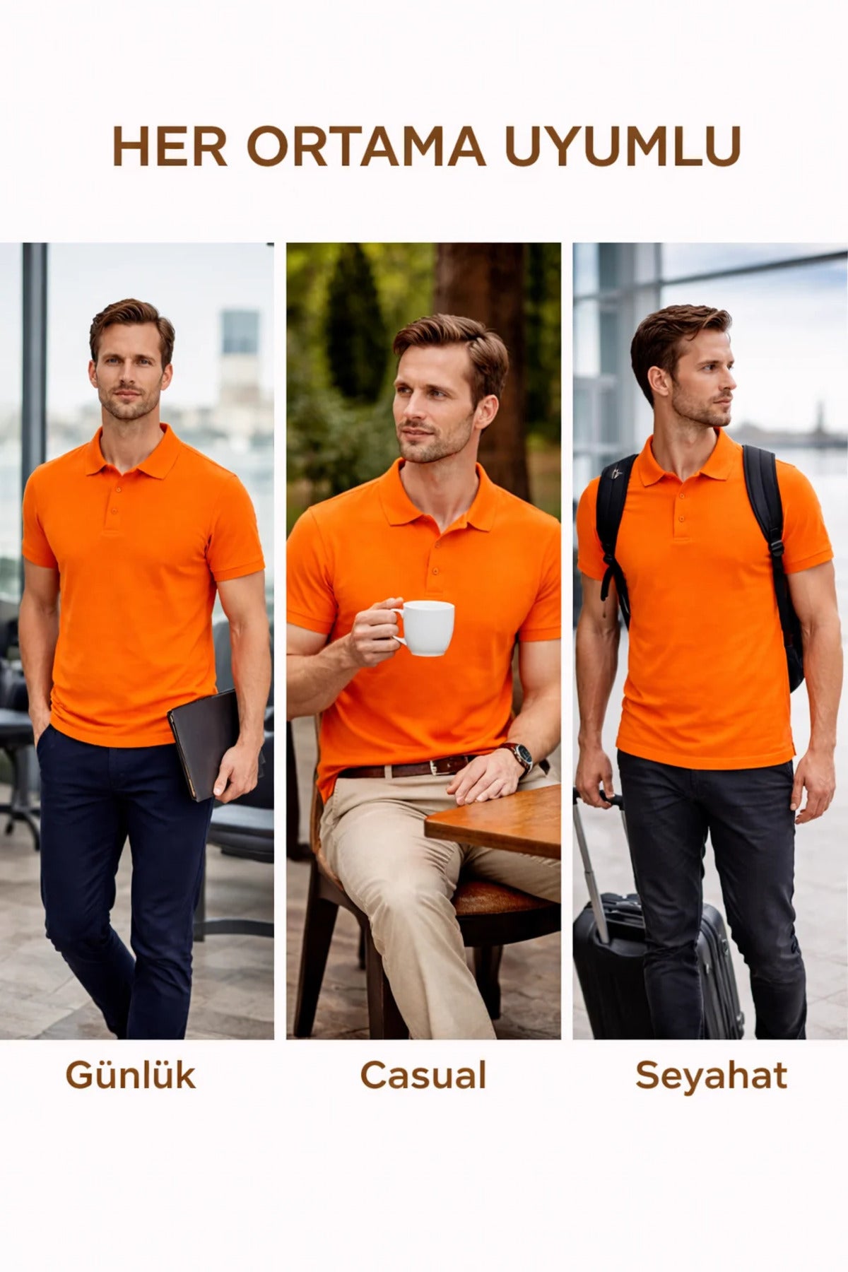 Erkek Turuncu Polo Yaka T-shirt